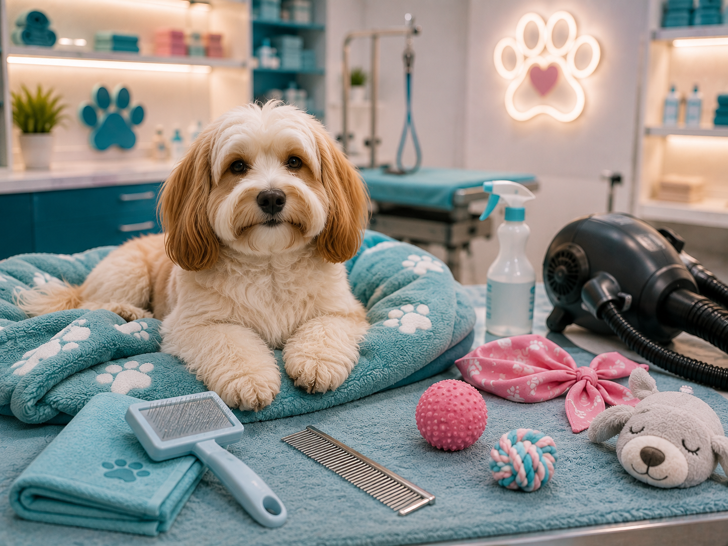 Imagen de mascota durante atención de grooming